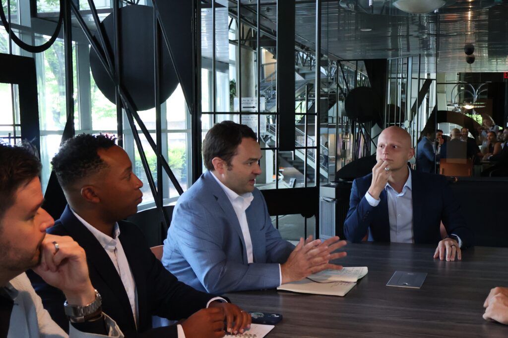 Group of energy and renewables executive recruiters in a meeting