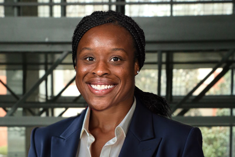 recruiter Marsha Harper in front of an industrial background.